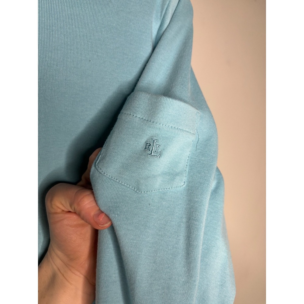 Lauren Ralph Lauren Long Sleeve Tee Baby Blue Cotton Pocket‎ 2X - Picture 4 of 7